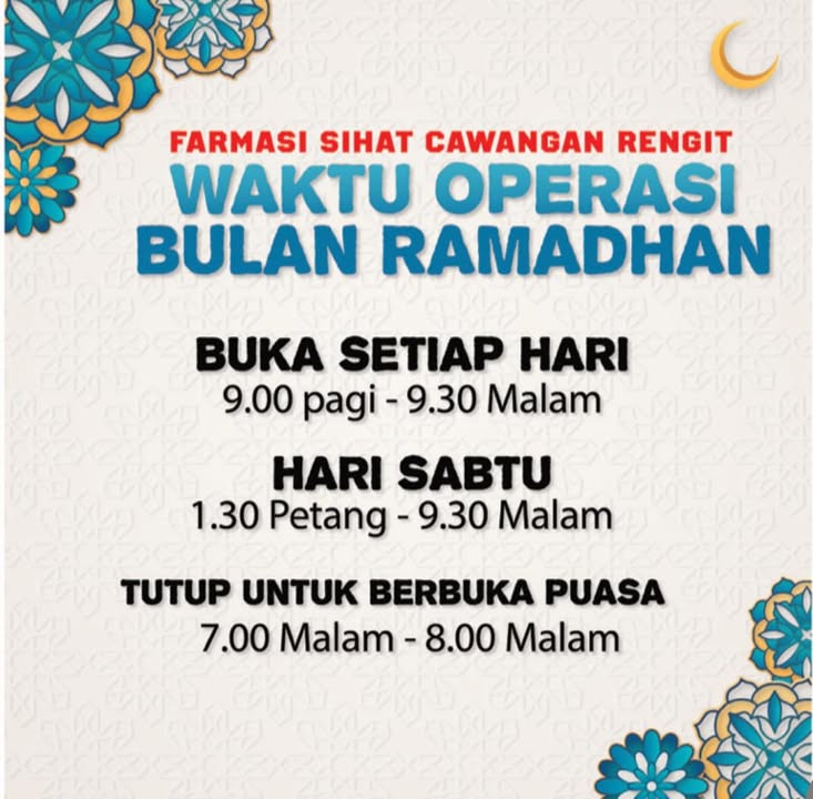 Waktu Operasi Farmasi Sihat Sepanjang Bulan Ramadhan Ini.. 