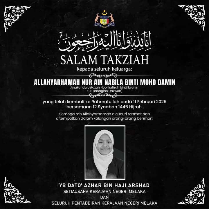 Solat Sunat Jenazah Ghaib Untuk Allahyarham Nur Ain 