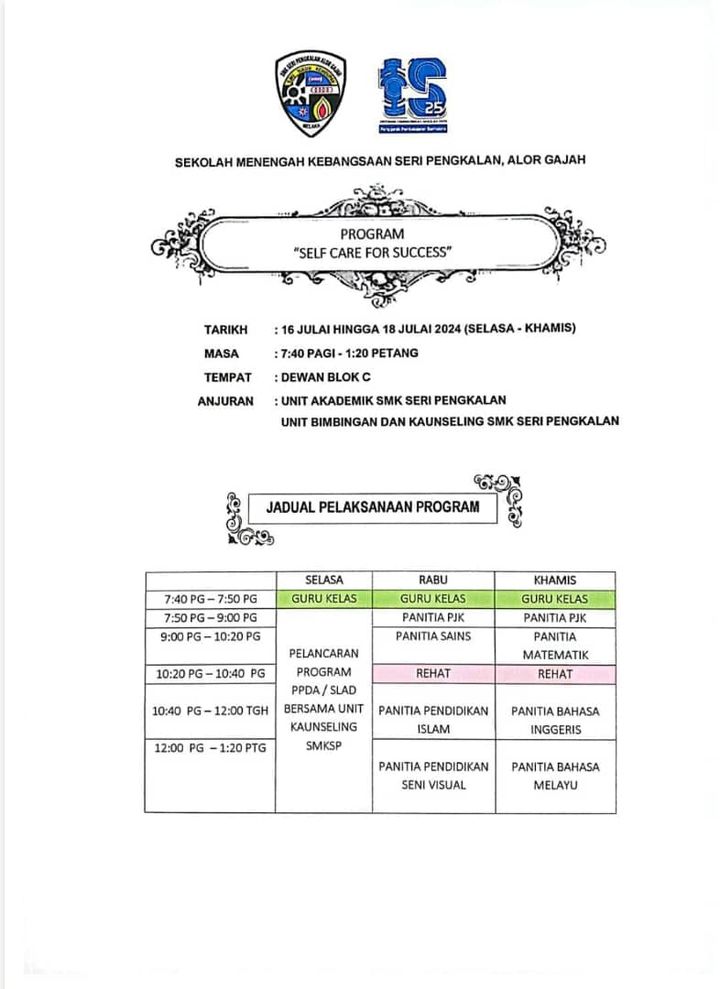 Program Self Care For Succes Tingkatan 1 