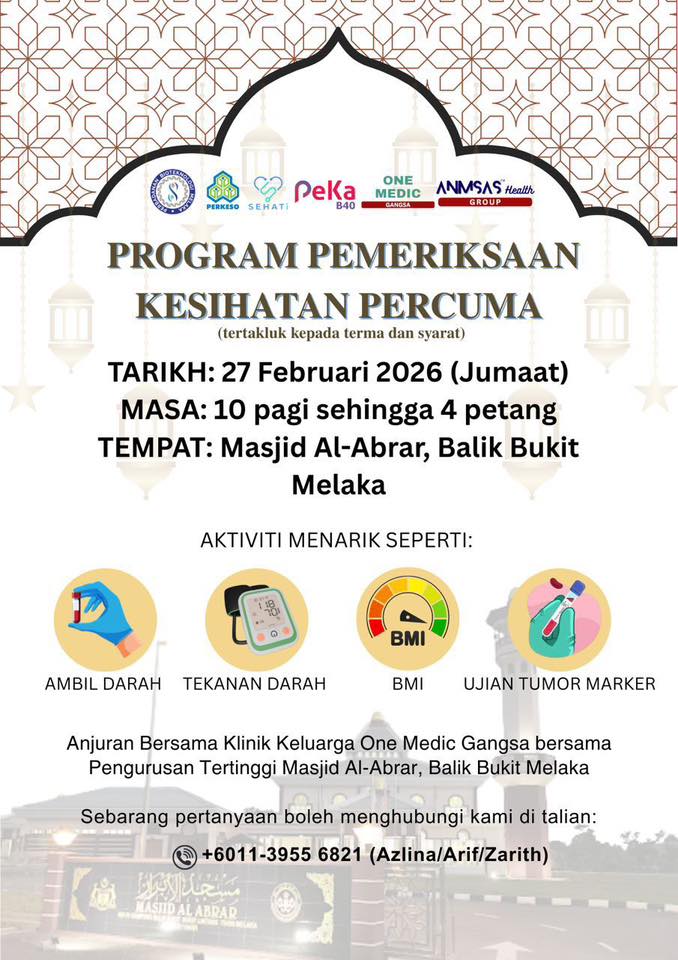 Sekitar Selepas Solat Jumaat Program Pemeriksaan Kesihatan Percuma 