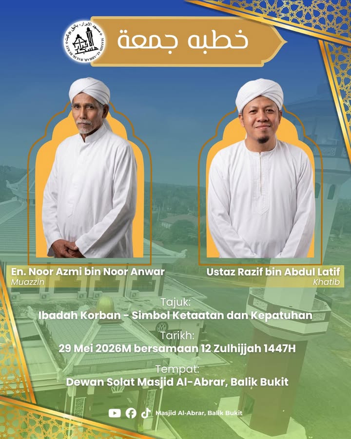 Khutbah Jumaat (29 Mei 2026) 