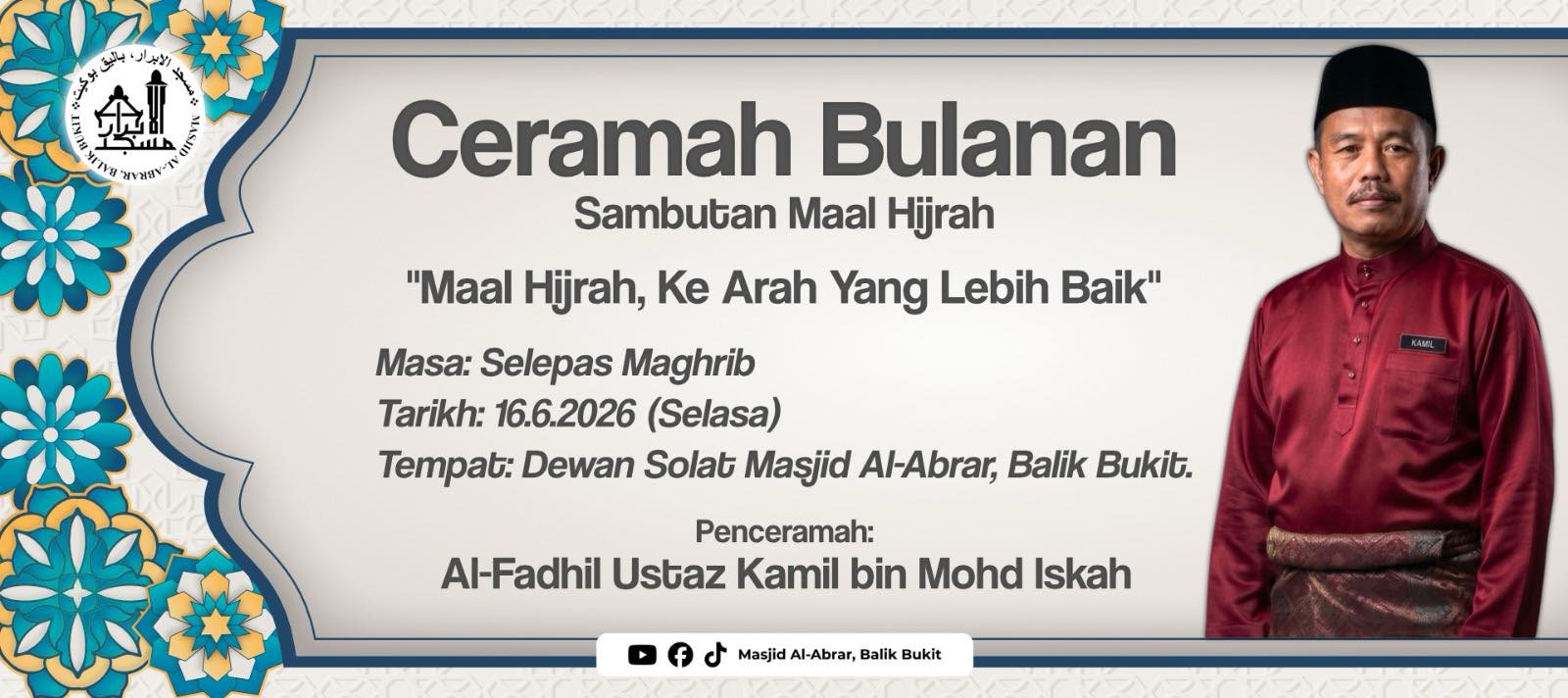 Ceramah Bulanan Dan Sambutan Maal Hijrah Masjid Al-abrar 