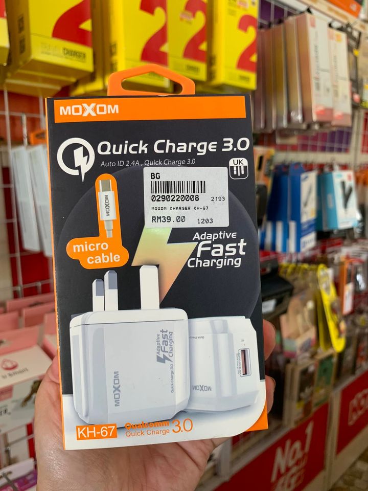 Charger Micro Jenama Moxom Fast Charging Siap Ada 