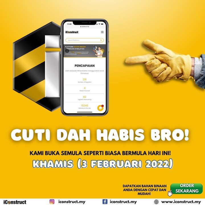 Kami Buka Hari Ini! Bahan Binaan Ada!! 