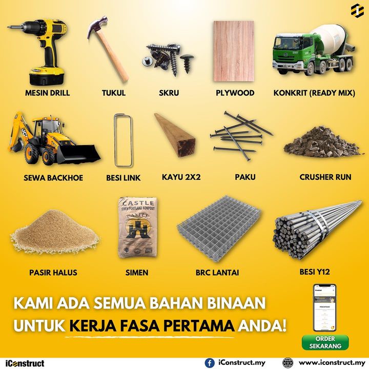 Semua Jenis Bahan Binaan Untuk Setiap Fasa Projek 