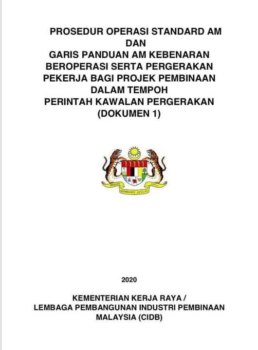 Sop Kerja Pembinaan Semasa Perintah Kawalan Pergerakan (pkp) 