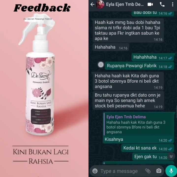 Sejak 2105 Lagi Dah De Secret Pewangi Fabrik 