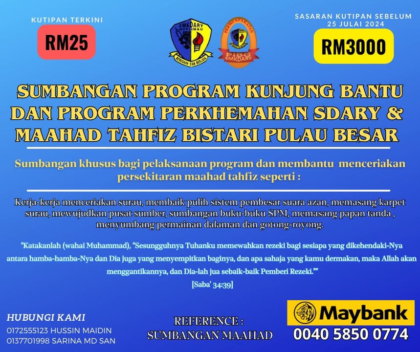 Makluman Program Kunjung Bantu Dan Perkhemahan Integrasi Sdary 