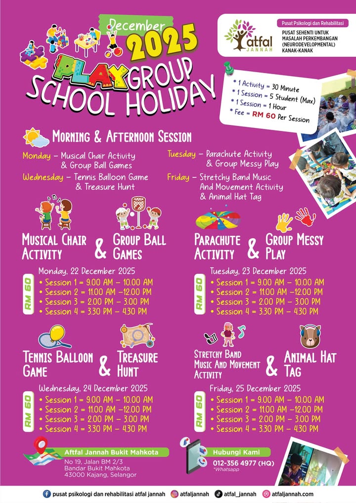 Playgroup School Holiday Disember 2025 Aktiviti Penuh Warna 