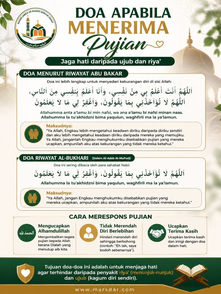 Doa Apabila Menerima Pujian. 