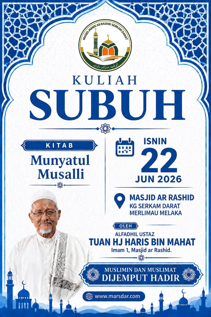 Jadual Kuliah Hari Isnin 