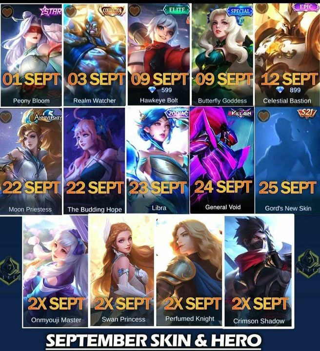 *all Upcoming Skin September 2021* 