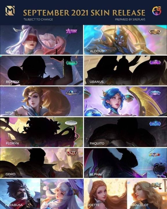 【september 2021 Skin Release Line-up】  