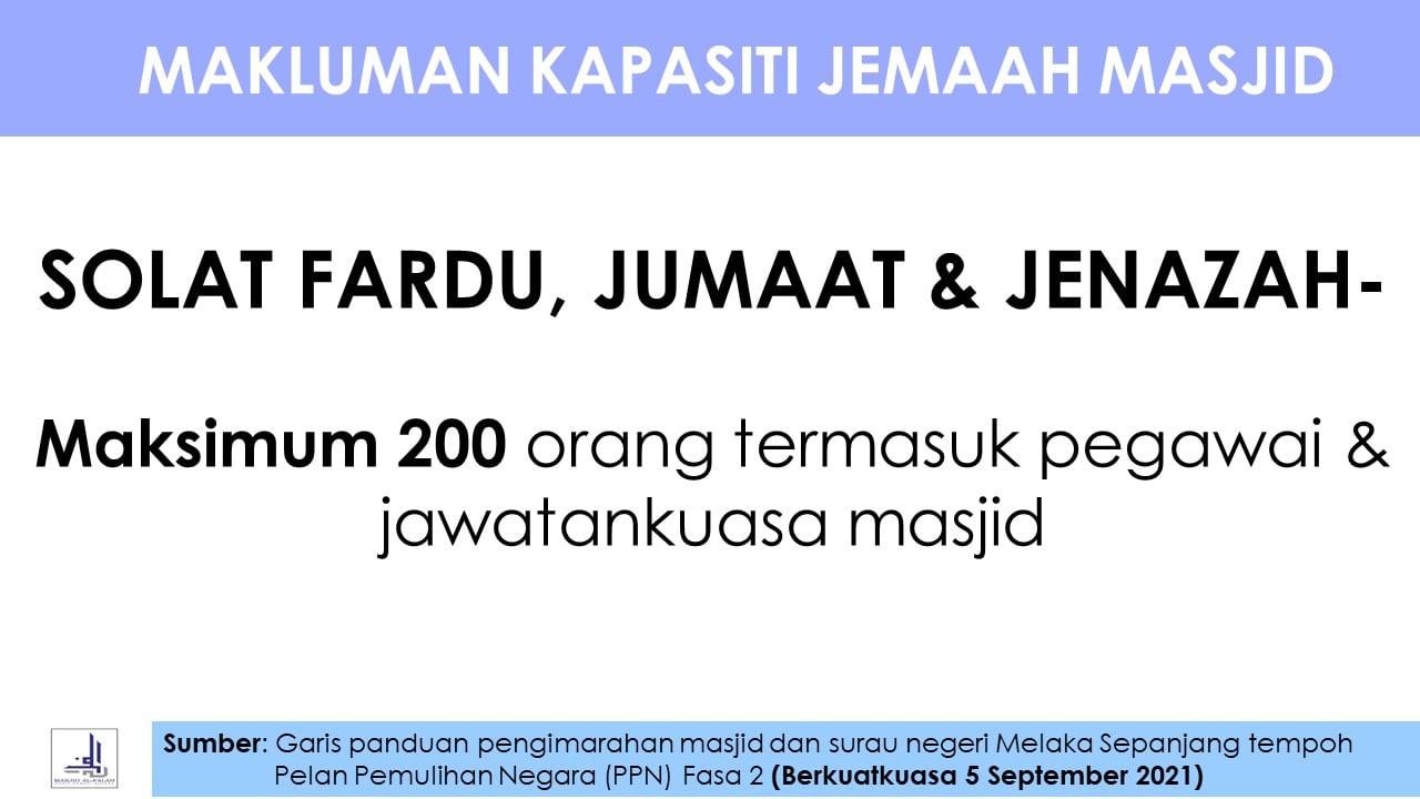 Makluman Kepada Semua Anak Kariah Masjid Al Falah 