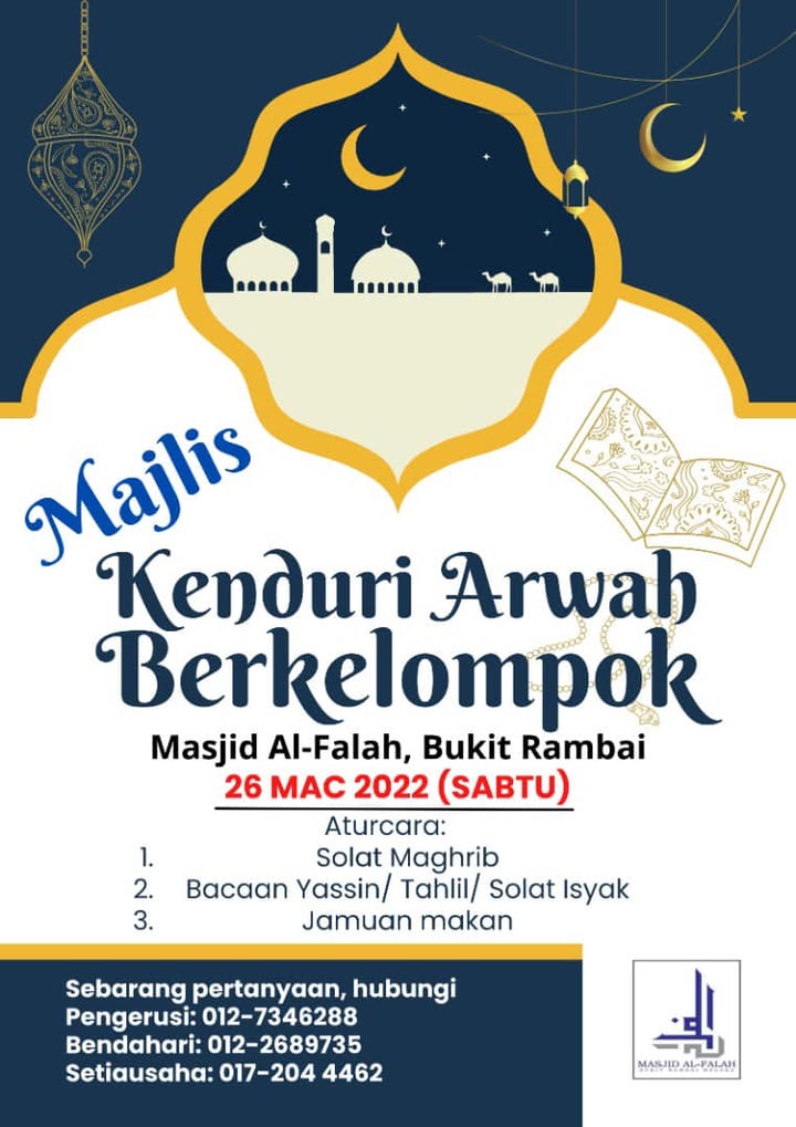 Jemput Semua Anak Kariah Masjid Al Falah Jika 