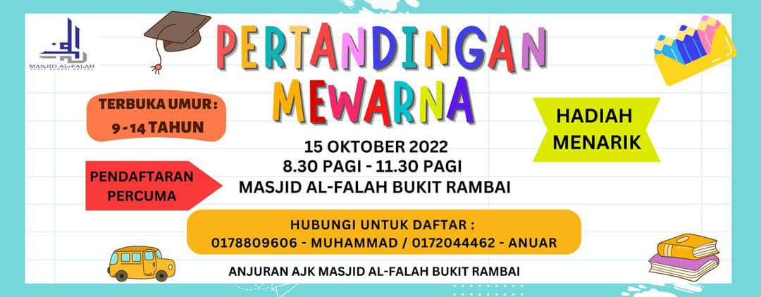 Jom Sertai Pertandingan Mewarna Anjuran Masjid Al Bukit 