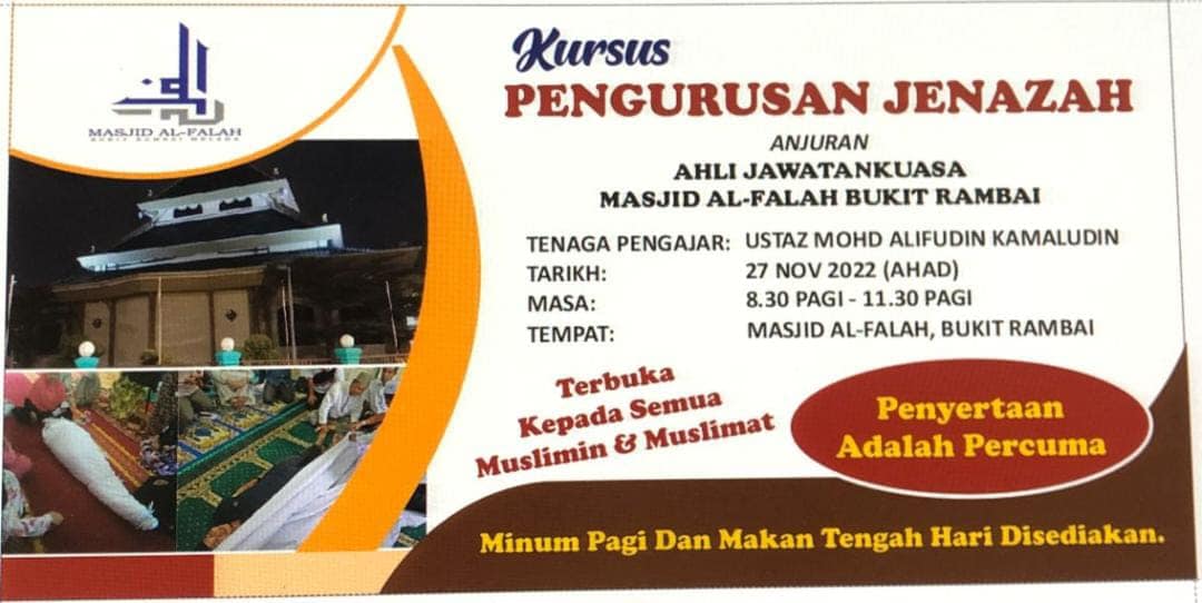 Kursus Pengurusan Jenazah Anjuran Ahli Jawatankuasa Masjid Al 
