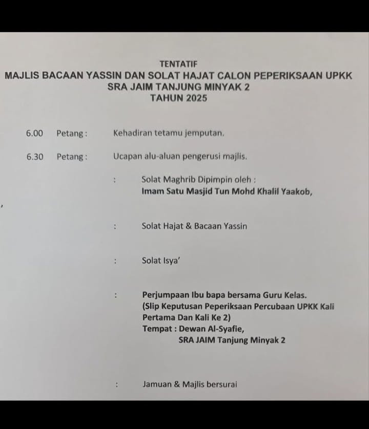 Majlis Bacaan Yassin Dan Solat Hajat 